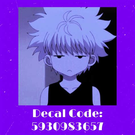 Killua decal in 2021 | Decal codes, Roblox decal codes, Anime decals