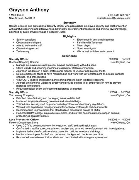 Security Officers Resume Examples – Free to Try Today | MyPerfectResume ...