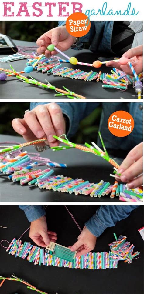 Paper Straw Easter Garlands | Paper straws, Paper straws crafts, Straw ...