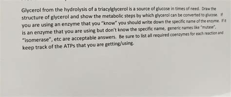 Solved Glycerol from the hydrolysis of a triacylglycerol is | Chegg.com