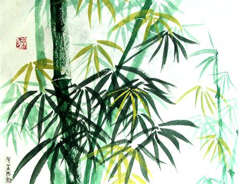 Green Bamboo Painting by Alethea McKee