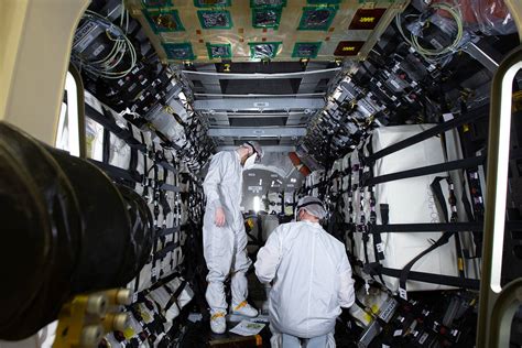 Cygnus spacecraft being loaded for Saturday launch from Wallops Flight ...