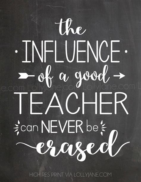 "the influence of a good teacher can never be erased" printable art ...