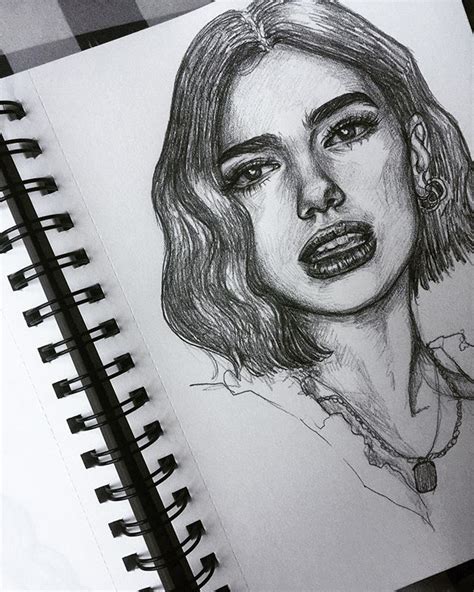 Dua lipa graphite pencil drawing sketchbook aesthetic art sketching ...