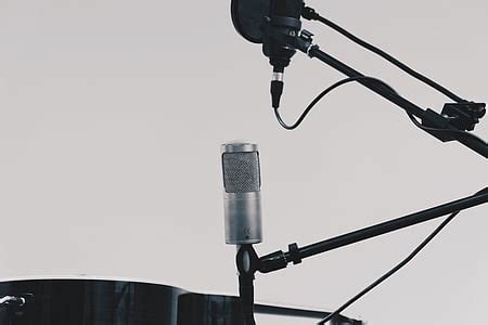 Free photo: grayscale, photo, condenser, microphone, stand, recording, studio | Hippopx