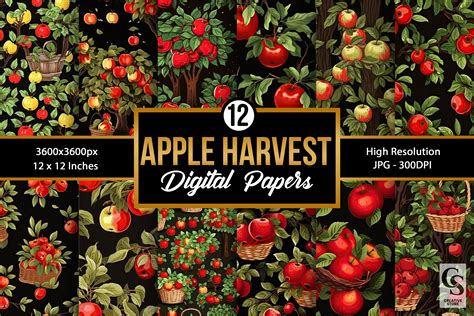 Apple Harvest Seamless Patterns By CreativeStore | TheHungryJPEG