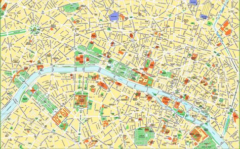 Paris city center map - Map of Paris city centre attractions (Île-de-France - France)