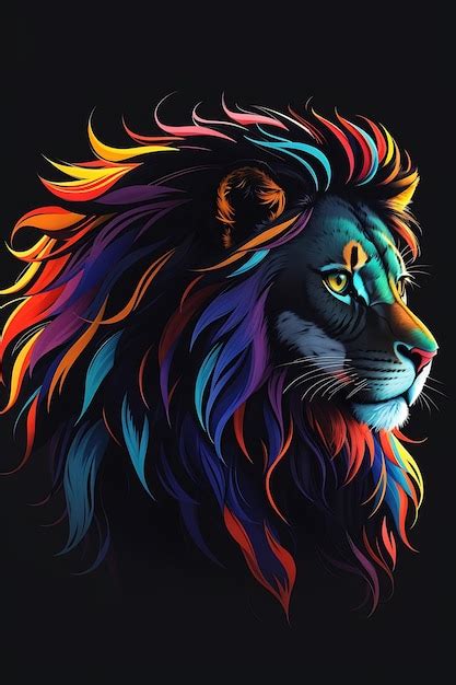 Premium AI Image | Sunset Lion Silhouette 3D Vector TShirt Art in a Quirky Retro Style