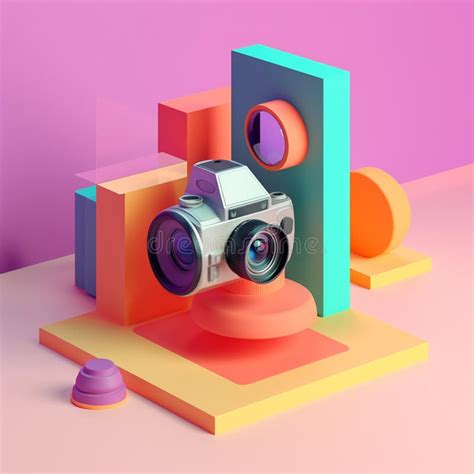 Camera and Geometric Objects in Trending Color Palette for Advertising with Generative AI Stock ...