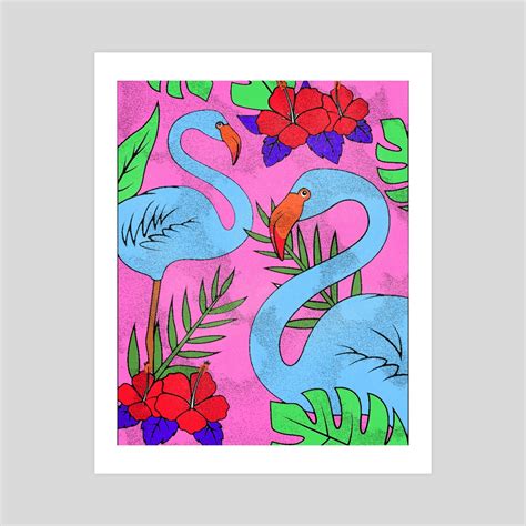 blue flamingo , an art print by Illustrationalofficial - INPRNT