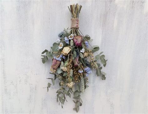 Dried Flower Swag Wall Hang Dried Flowers Home Decor | Etsy UK | Dried ...