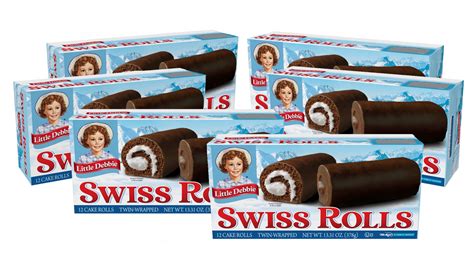 Little Debbie Swiss Rolls, 6 Boxes of 36 Twin-Wrapped Chocolate Cake ...