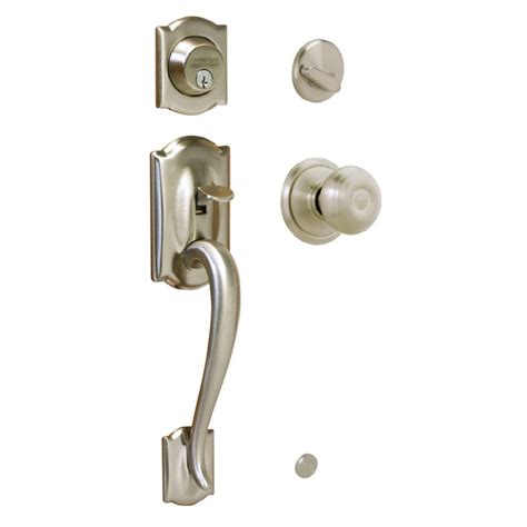 Shop Schlage Camelot Satin Nickel Single-Lock Keyed Entry Door Handleset at Lowes.com