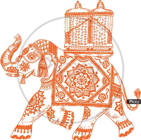 Image of Sketch Of Ambari Or Howdah Mounted On The Leading Elephant ...