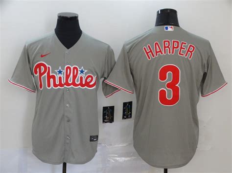 Men's Philadelphia Phillies #3 Bryce Harper 2020 Grey Cool Base ...