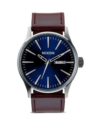 Nixon The Sentry Leather Strap Watch, 42mm | Bloomingdale's