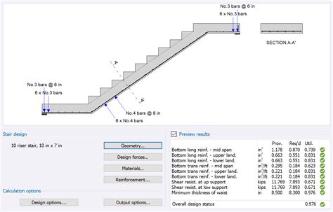 RC stair design (ACI318), Precast concrete stair design (ACI318) | Tekla User Assistance