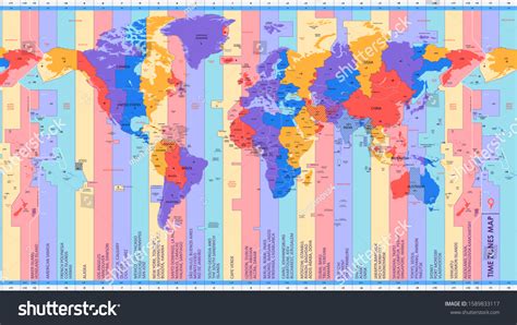 High Detail World Map Time Zones Stock Vector (Royalty Free) 1589833117 | Shutterstock