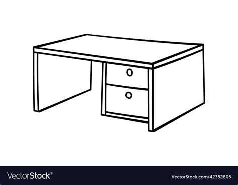 Office desk outline Royalty Free Vector Image - VectorStock