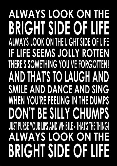 Always Look On The Bright Side Of Life - Lyrics Monty Python - A4 Poster Print | eBay