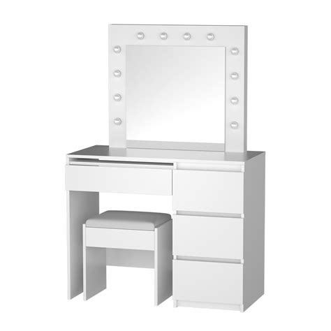 Artiss Dressing Table LED Makeup Mirror Stool Set 12 Bulbs Vanity Desk White - Co Clearance ...
