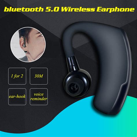 New Wireless Bluetooth 5.0 Earhook Single Earbuds Stereo Headset Earphone Headphone with Mic ...