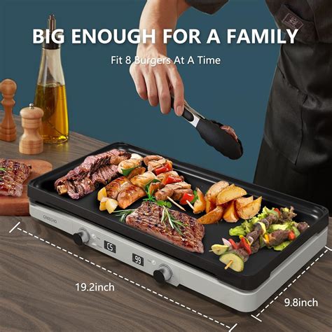 Buy GREECHO Portable Induction Cooktop, 2 Burner Electric Cooktop with Removable Griddle Pan, 5 ...