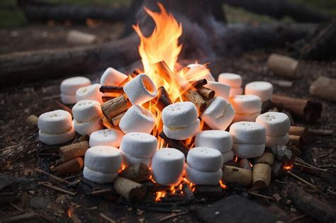 Premium AI Image | Camp fire marshmallow composition