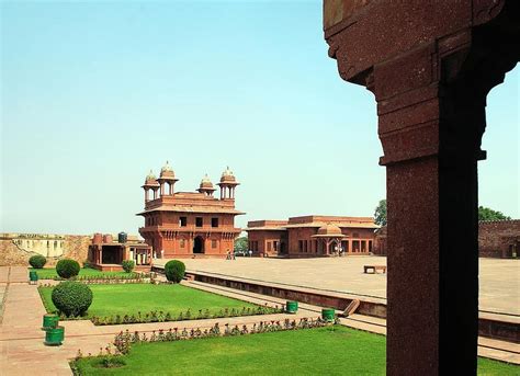 india, fathepur sikri, palace, khan, pink sandstone, esplanade ...