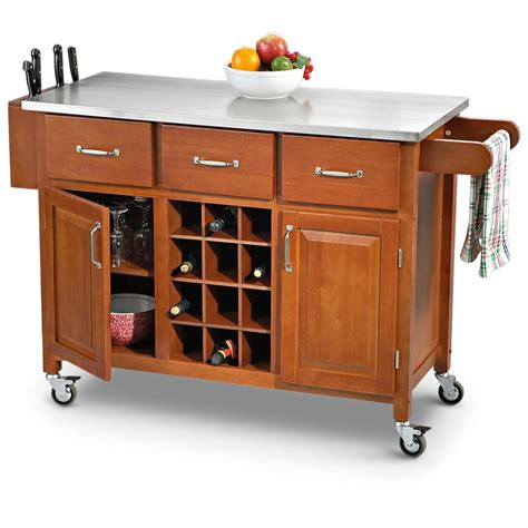 Stainless Steel - top Rolling Kitchen Cart - 203777, Kitchen & Dining at Sportsman's Guide
