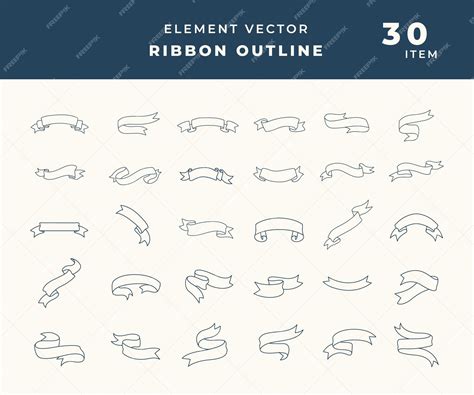 Premium Vector | Set or collection of outline ribbon vector objects