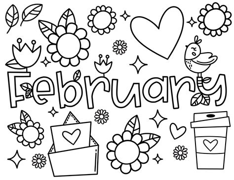 February coloring page ENGLISH and SPANISH Colouring Pages, Coloring Pages For Kids, Crafts For ...