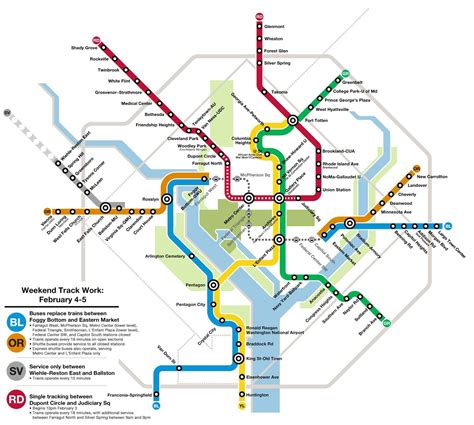 Good map of the limited Metro service this weekend : washingtondc