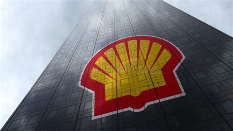 Shell Oil Company Logo on a Skyscraper Facade Reflecting Clouds. Editorial 3D Rendering ...