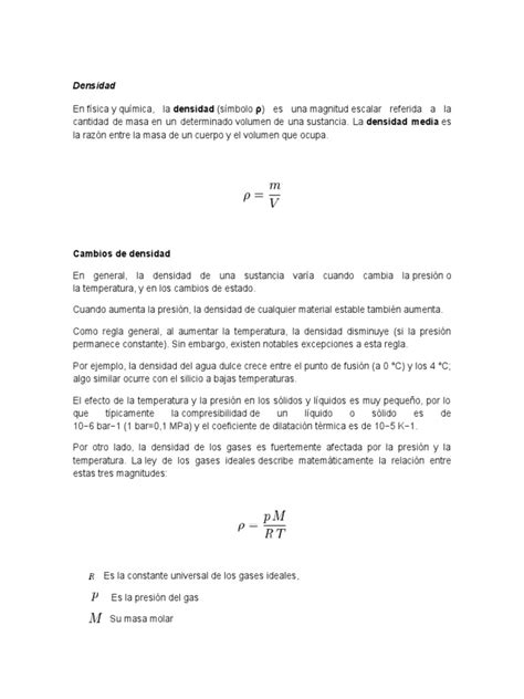 Densidad Del Aire | Densidad | Gases