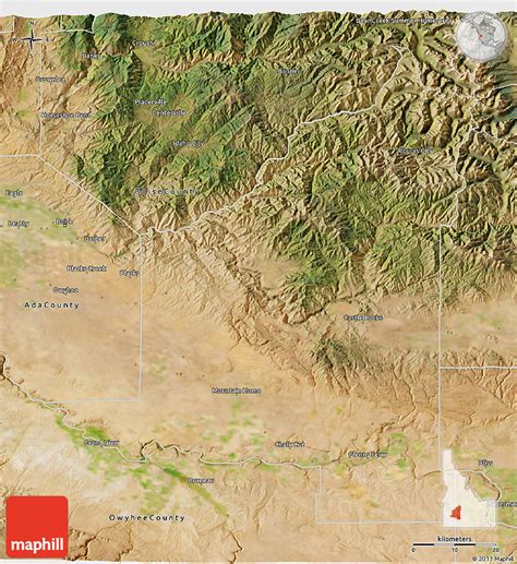 Satellite 3D Map of Elmore County