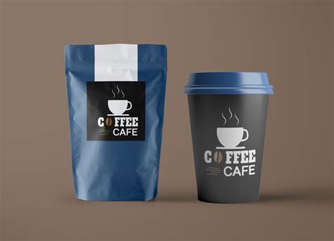 Free Paper Pouch Coffee Bag & Cup Packaging Mockup PSD - Good Mockups