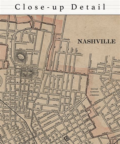 1901 Nashville Tennessee Map Print, Vintage Map Art, Antique Nashville ...