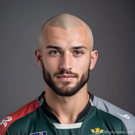 Rugby Player's Detailed Headshot with Grey Backdrop | Stable Diffusion Online