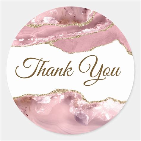 Thank You Stickers, Creative Logo, Business Supplies, Round Stickers, Blush Pink, Agate, Topper ...