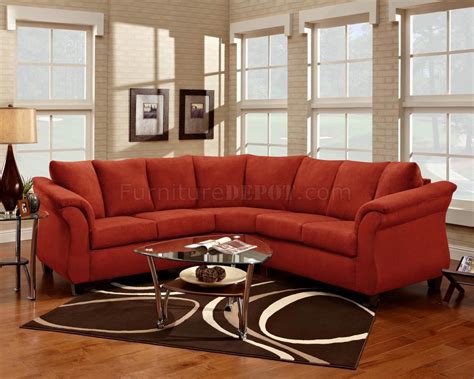 Red Fabric Elegant Modern Sectional Sofa