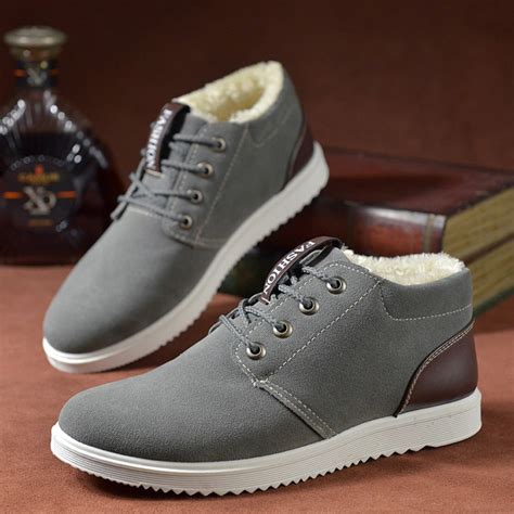 Winter Men Casual Shoes Cotton padded Fashion Lace Up Breathable Flat ...