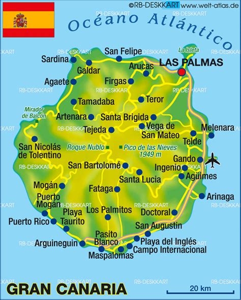 Map of Gran Canaria (Spain) - Map in the Atlas of the World - World Atlas