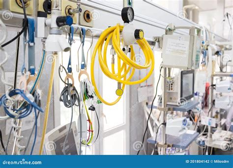 Hospital Ward with Respirators and Medical Equipment Stock Photo - Image of monitor, device ...