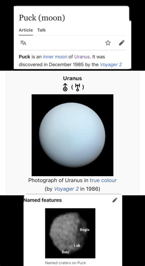 Uranus has a moon called Puck and a crater on it called Butz. NASA is ...