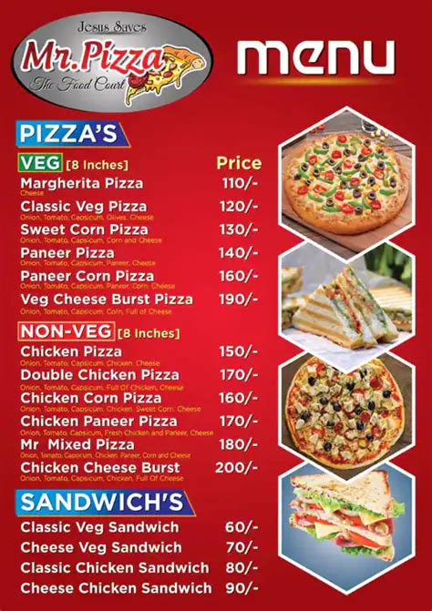 Menu of Mr Pizza, Simhachalam, Vizag