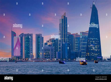 A beautiful Doha Skyline After Sunset Stock Photo - Alamy