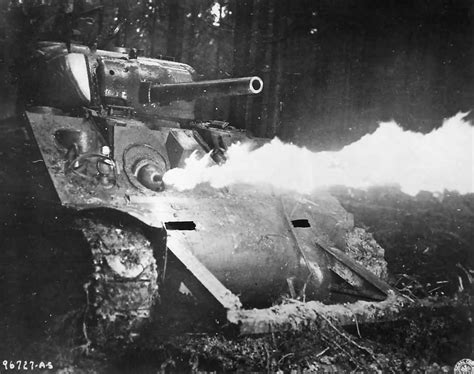 M4 Sherman Crocodile flame tank of the 709th Tank Battalion in Action ...