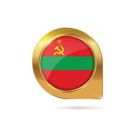 Transnistria Flag Location Map Pin Pointer With Icon Country Gold Frame Stock Illustration ...