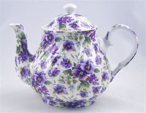 Fine English Bone China Teapot - Pansy Chintz Swirl design. Made in ...